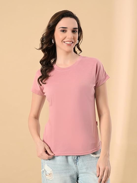 Stylish Up & Down Women’s High-Low Hem T-Shirt in Cotton Lycra