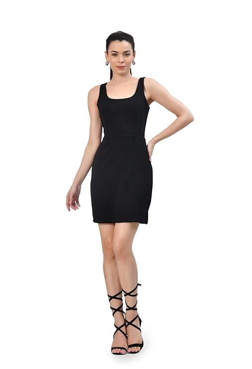 Women’s Black Round Neck Bodycon Mini Dress
