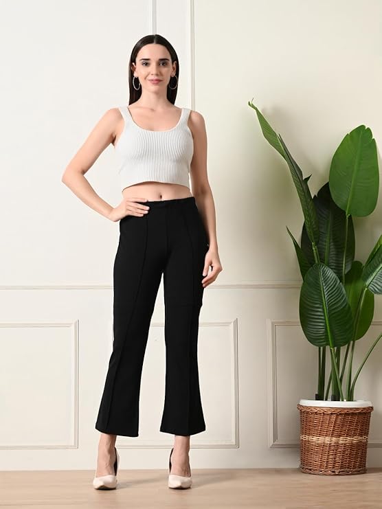 Women's Slim Fit Flared Casual Trousers
