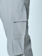 Loose Fit High-Waist Pleated Cargo Pants for Women – Poplin Lycra Fabric