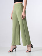 Solid High-Waist Stretchable Trousers for Women