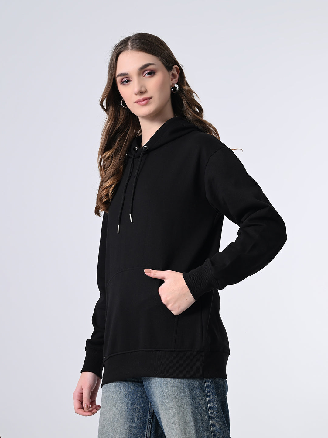 OWL MINK Relaxed Fit Black Women's Hoodie (in, Alpha, M, Regular, Black)