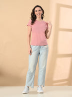 Stylish Up & Down Women’s High-Low Hem T-Shirt – Premium Cotton Lycra, Seamless Sleeves