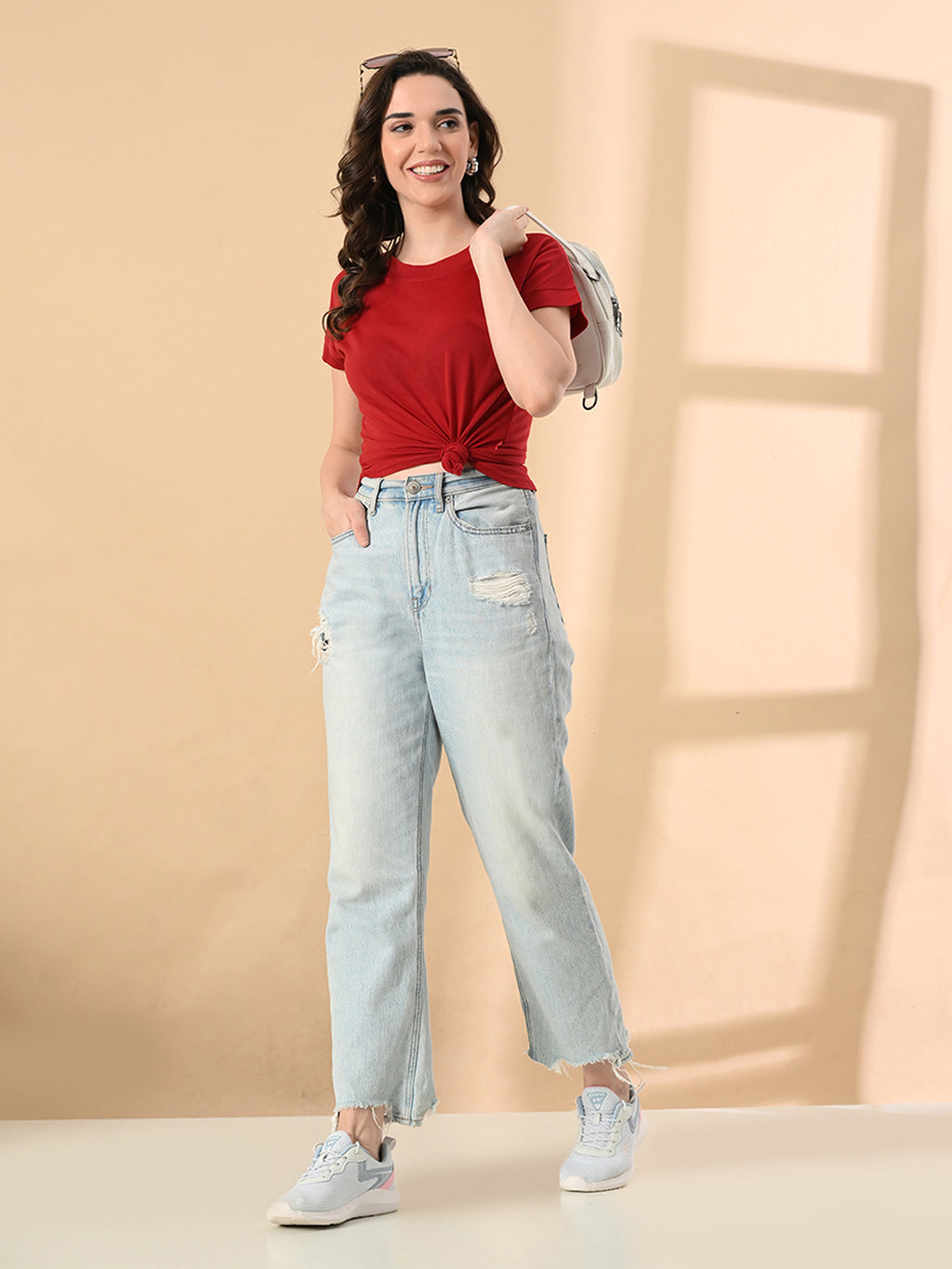 Stylish Up & Down Women’s High-Low Hem T-Shirt – Premium Cotton Lycra, Seamless Sleeves, Round Neck Casual & Active Wear Girls T-Shits