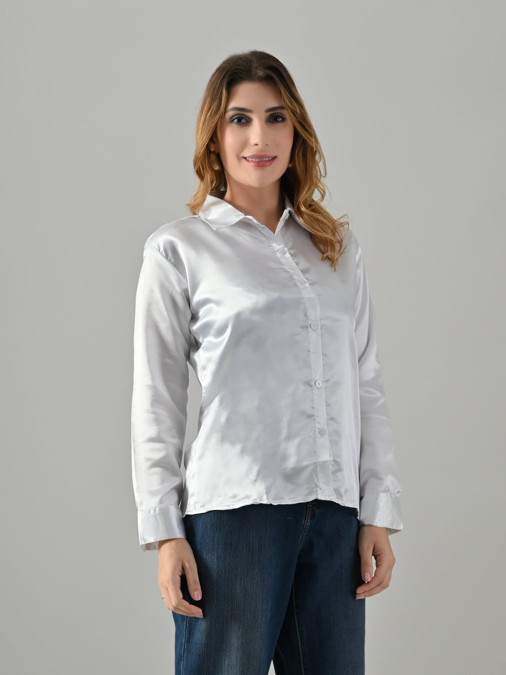 Women’s Satin Formal Shirt – Full Sleeve