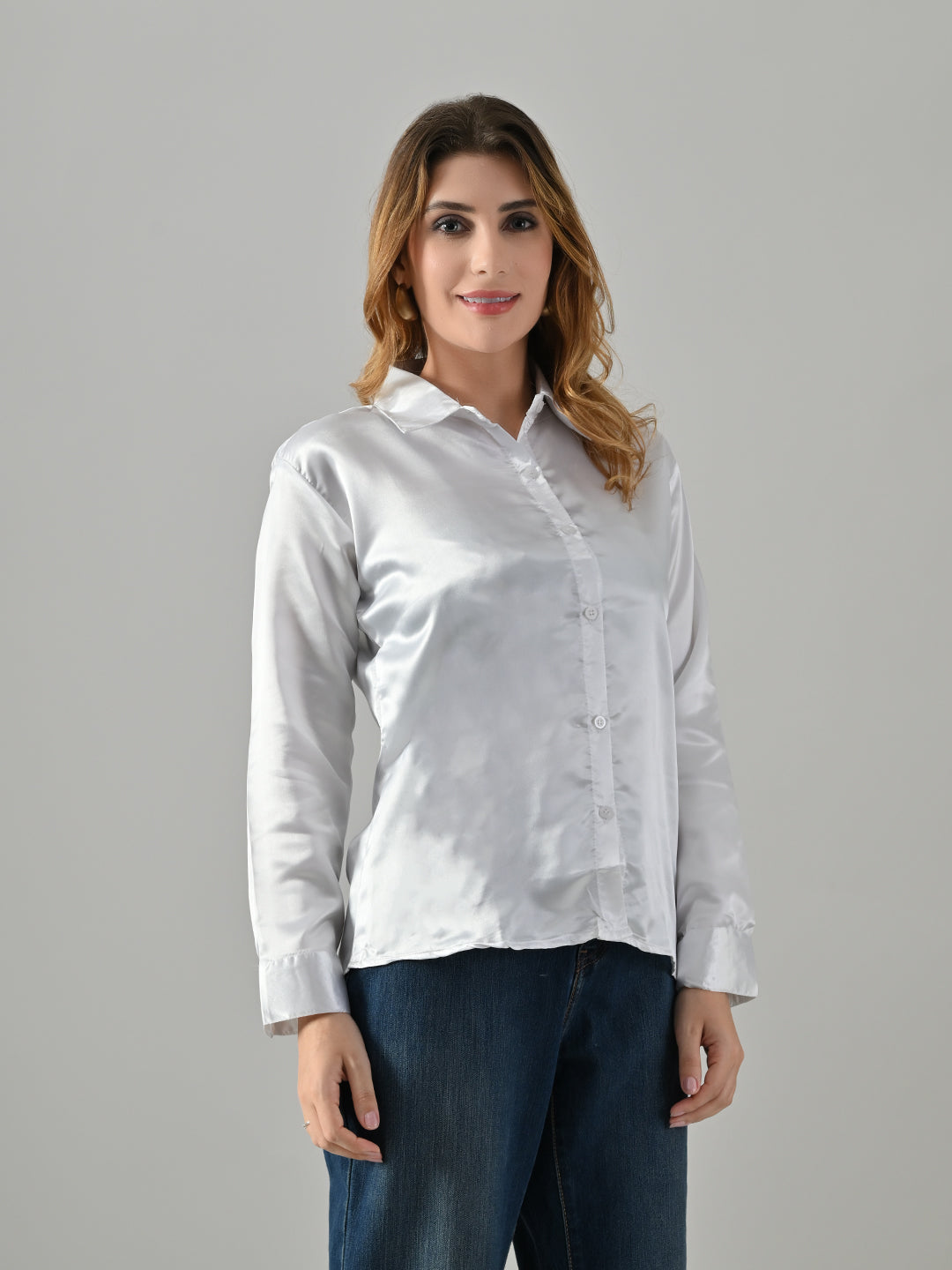 Women’s Satin Formal Shirt – Full Sleeve