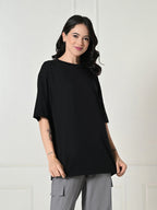 Oversized Drop Shoulder Women’s T-Shirt – Pure Cotton, Round Neck, Relaxed Fit