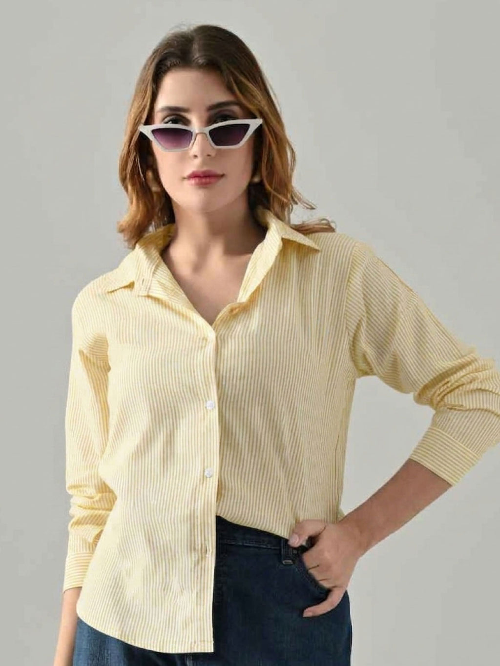 Owl Mink Women’s   Striped Cotton Shirt | Regular Fit, Full Sleeve, Collared Formal Shirt for Office, Casual