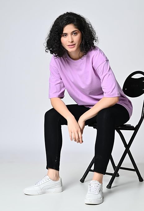 Oversized Fit Women’s T-Shirt in 100% Cotton with Drop Shoulder Design