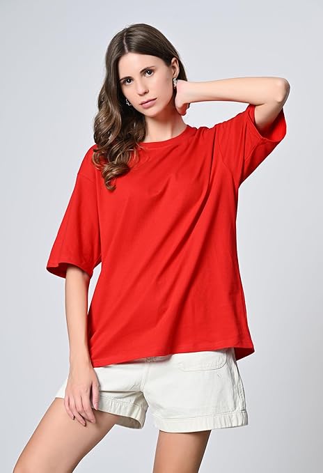 Women’s Oversized 100% Cotton Drop Shoulder T-Shirt