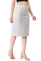 Women's Grey High-Waist Bodycon Pencil Skirt | Knee-Length Slit
