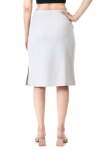 Women's Grey High-Waist Bodycon Pencil Skirt | Knee-Length Slit
