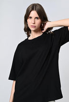 Oversized Drop Shoulder Solid 100% Cotton T-Shirt for Women