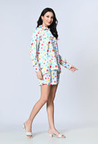 OWL MINK Women’s Polka Dot Co-ord Set | Rayon Half Sleeve Shirt & Shorts