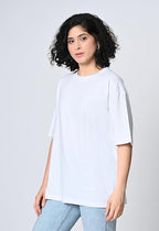 Women’s Oversized Fit 100% Cotton T-Shirt with Drop Shoulder & Half Sleeves