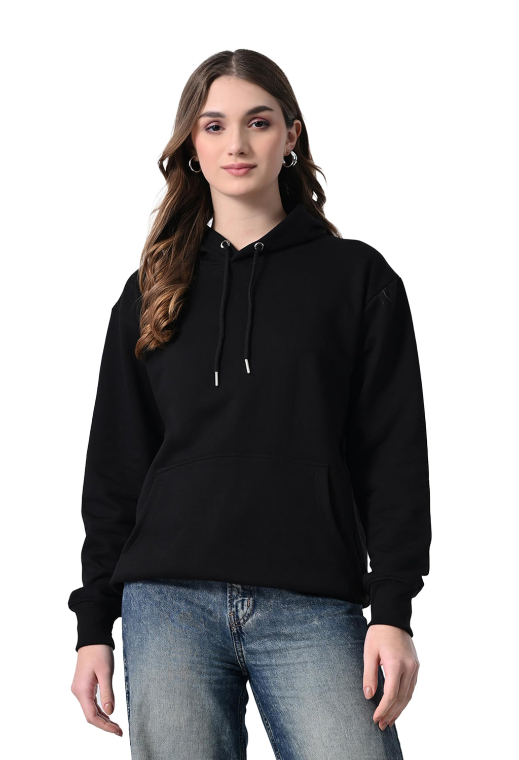 OWL MINK Relaxed Fit Black Women's Hoodie (in, Alpha, M, Regular, Black)