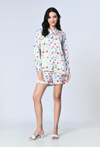 OWL MINK Women’s Polka Dot Co-ord Set | Rayon Half Sleeve Shirt & Shorts