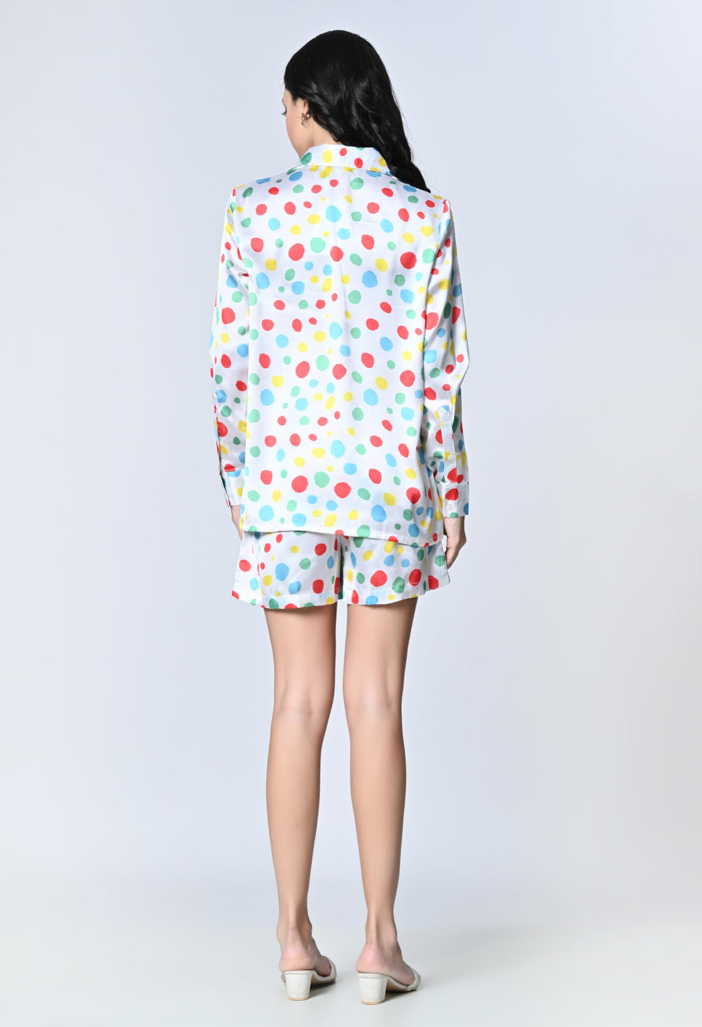 OWL MINK Women’s Polka Dot Co-ord Set | Rayon Half Sleeve Shirt & Shorts