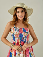 OWL MINK Women’s Flared Calf-Length Dress | Sleeveless Rayon Crepe multicolor