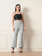 Women's Slim Fit Boot Cut Casual Trousers I Regular Fit Elastic Waist Full Length Formal Trouser,Casual,Office Wear, Solid Pant I