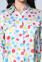 OWL MINK Women’s Polka Dot Co-ord Set | Rayon Half Sleeve Shirt & Shorts