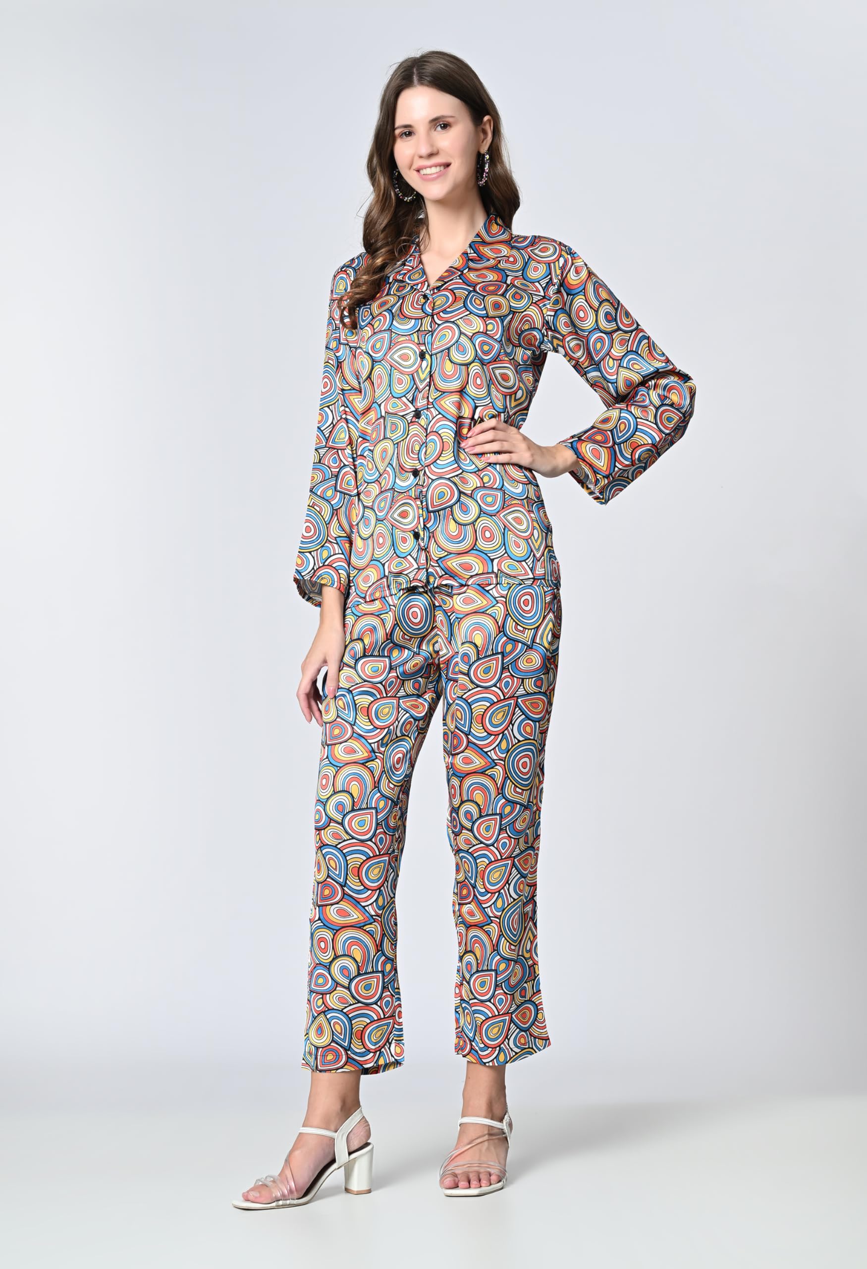 OWL MINK Women’s Rayon Co-Ord Set | 2-Piece Top & Bottom