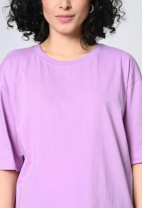 Oversized Fit Women’s T-Shirt in 100% Cotton with Drop Shoulder Design