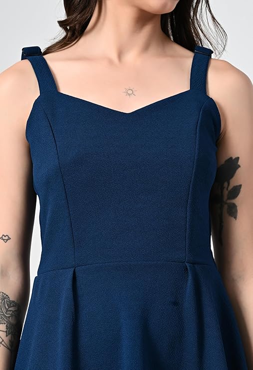 Women’s Sweetheart Neck Sleeveless Fit & Flare Dress Navy