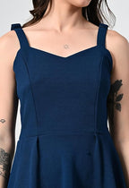 Women’s Sweetheart Neck Sleeveless Fit & Flare Dress Navy