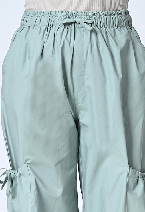 Solid Oversized Baggy Parashoot Pants for Women | High Waist Loose fit Korean Trousers/Cargo Pants with Side Pocket | Women Baggy Jeans for Casual & Travel wear for Women Comfort