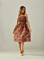OWL MINK Women’s Flared Calf-Length Dress | Sleeveless Rayon Crepe