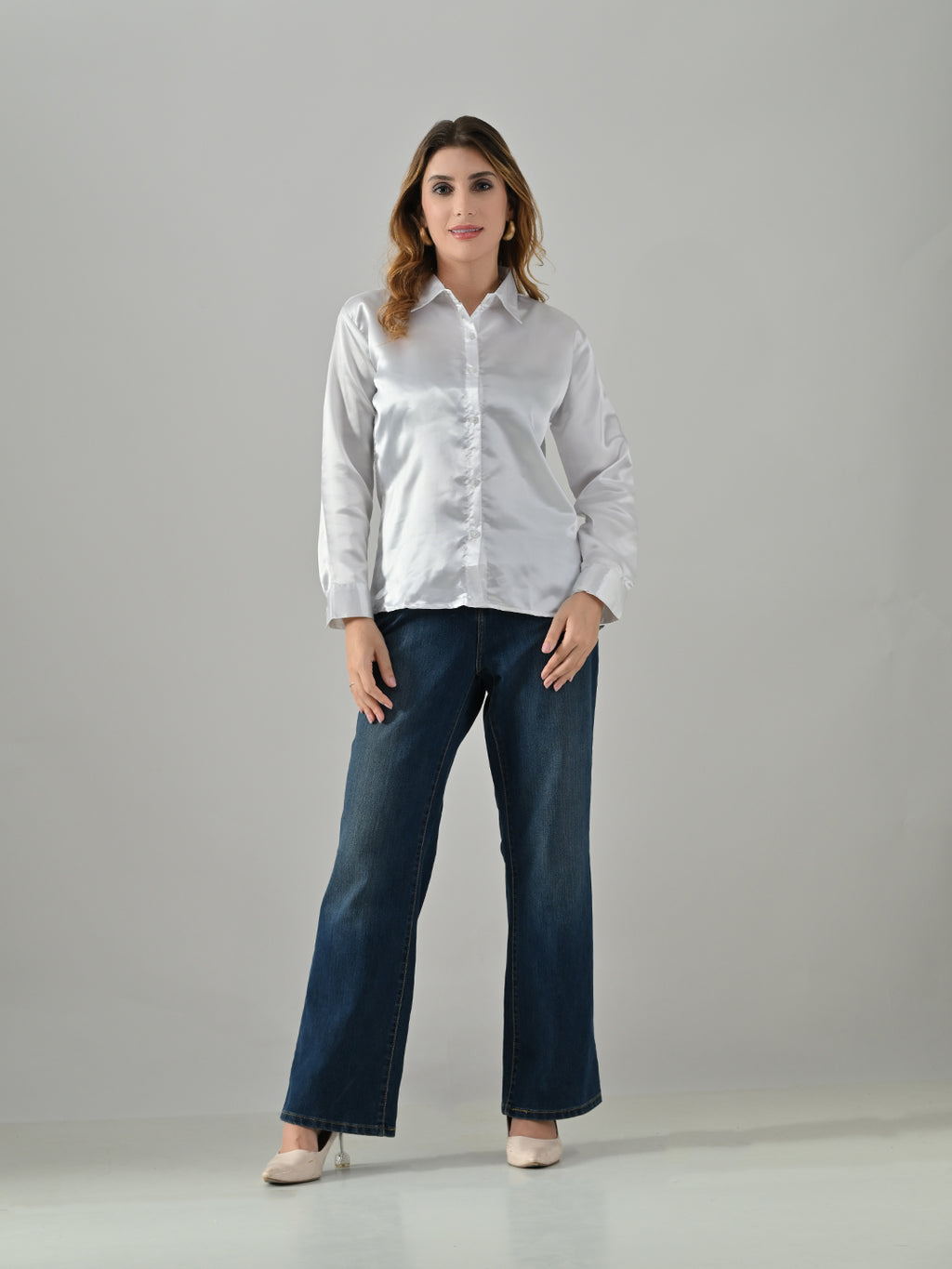 Women’s Satin Formal Shirt – Full Sleeve