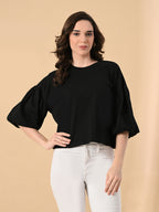 Oversized Cotton Crop T-Shirt for Women – Balloon Sleeves