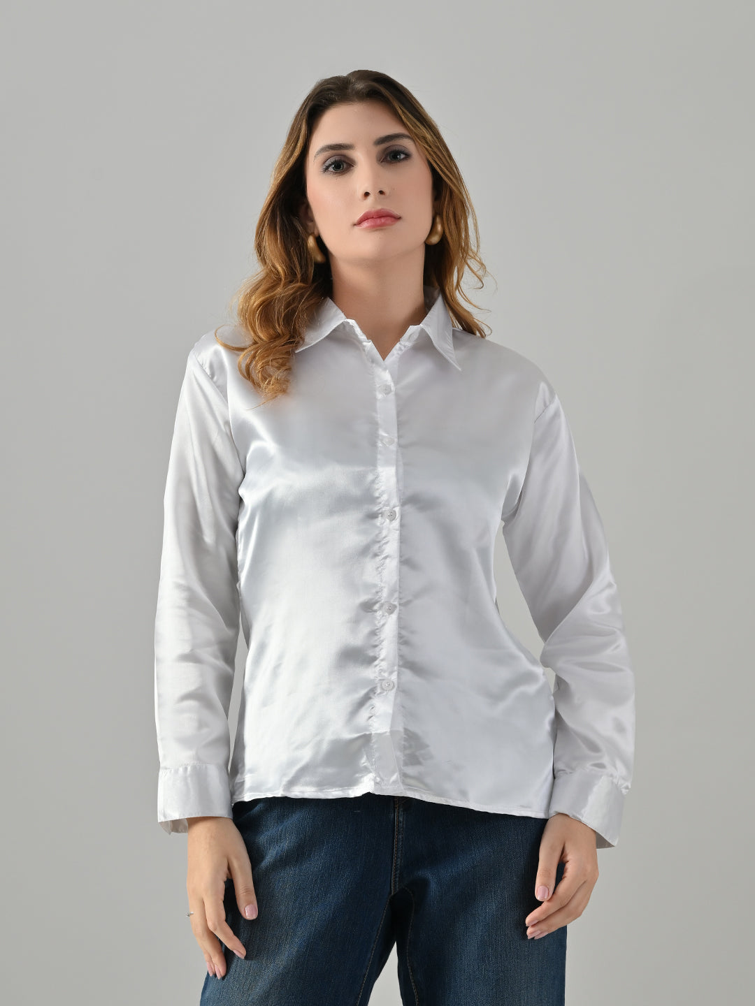 Women’s Satin Formal Shirt – Full Sleeve