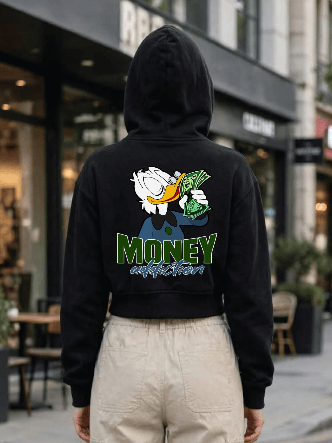 Owl Mink Women's Printed Cropped Hoodie with Graphic Print, Full Sleeves, Attached Hood, Casual Sweatshirt