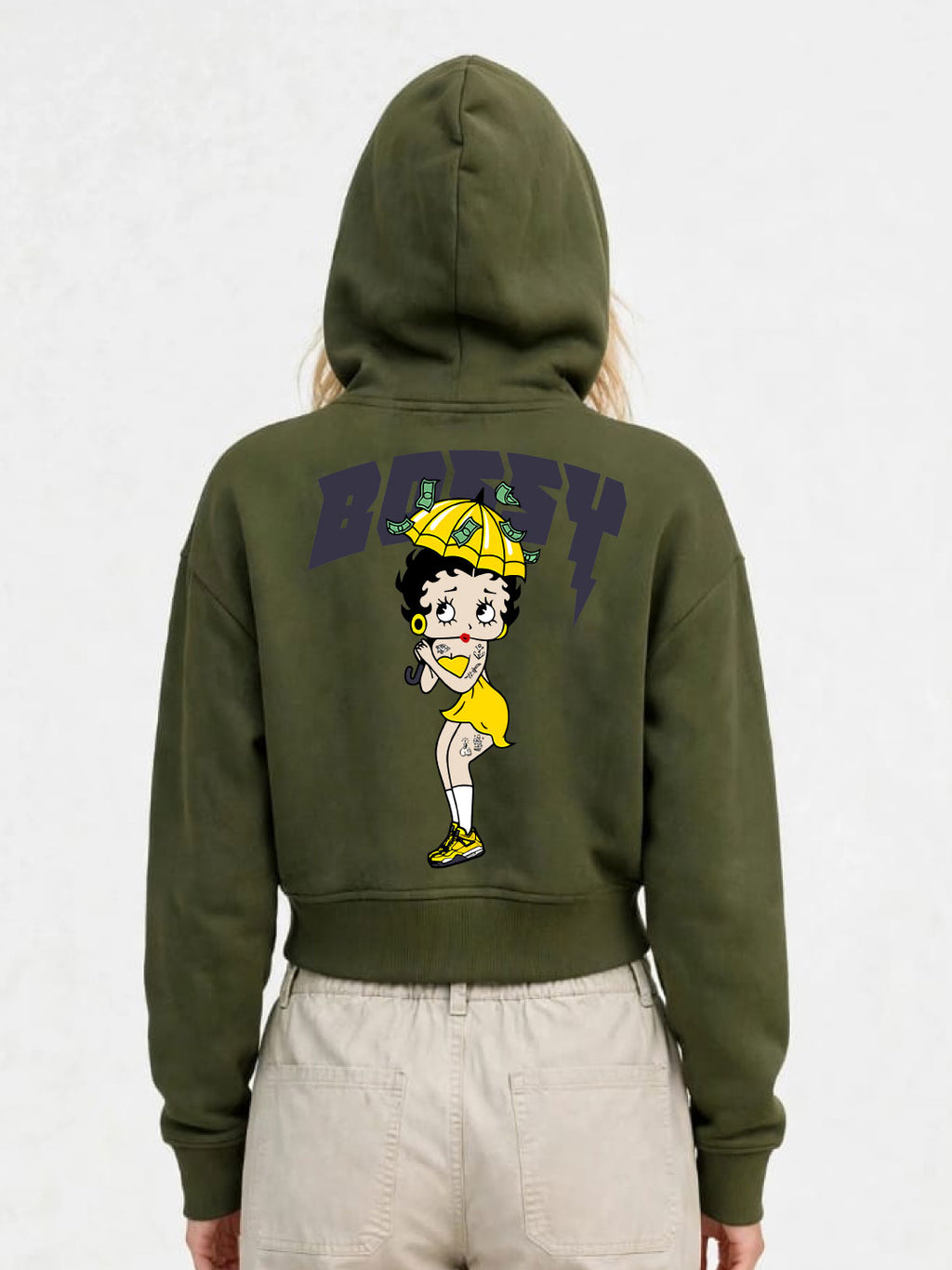 Owl Mink Women's Printed Cropped Hoodie with Graphic Print, Full Sleeves, Attached Hood, Casual Sweatshirt
