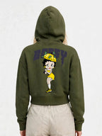 Owl Mink Women's Printed Cropped Hoodie with Graphic Print, Full Sleeves, Attached Hood, Casual Sweatshirt
