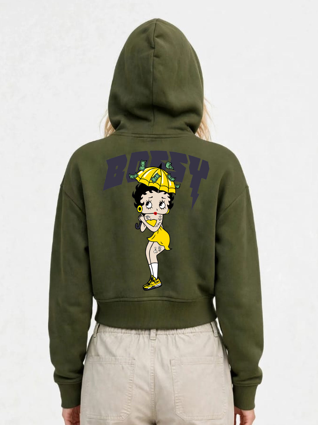 Owl Mink Women's Printed Cropped Hoodie with Graphic Print, Full Sleeves, Attached Hood, Casual Sweatshirt