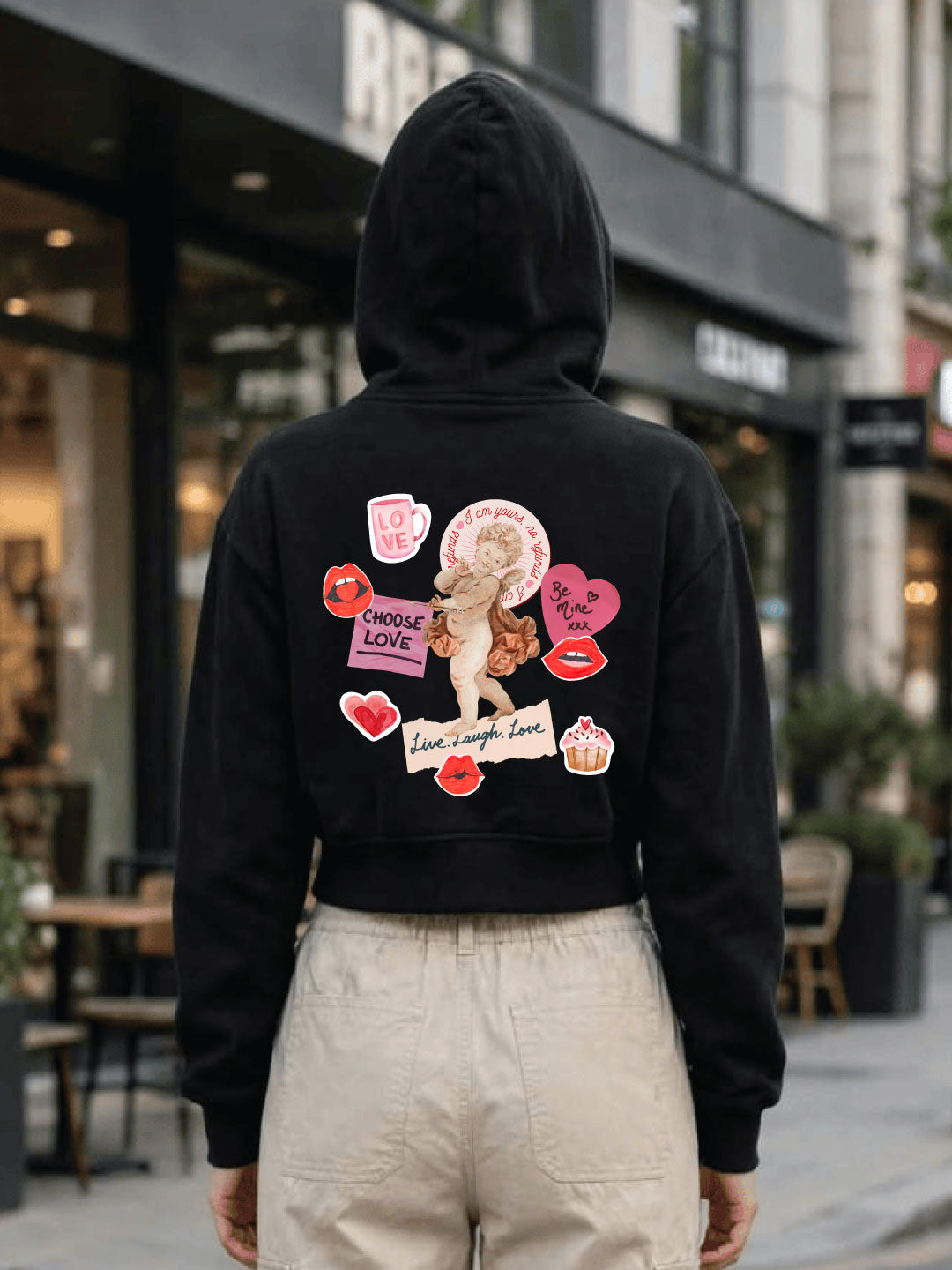 Owl Mink Women's Printed Cropped Hoodie with Graphic Print, Full Sleeves, Attached Hood, Casual Sweatshirt