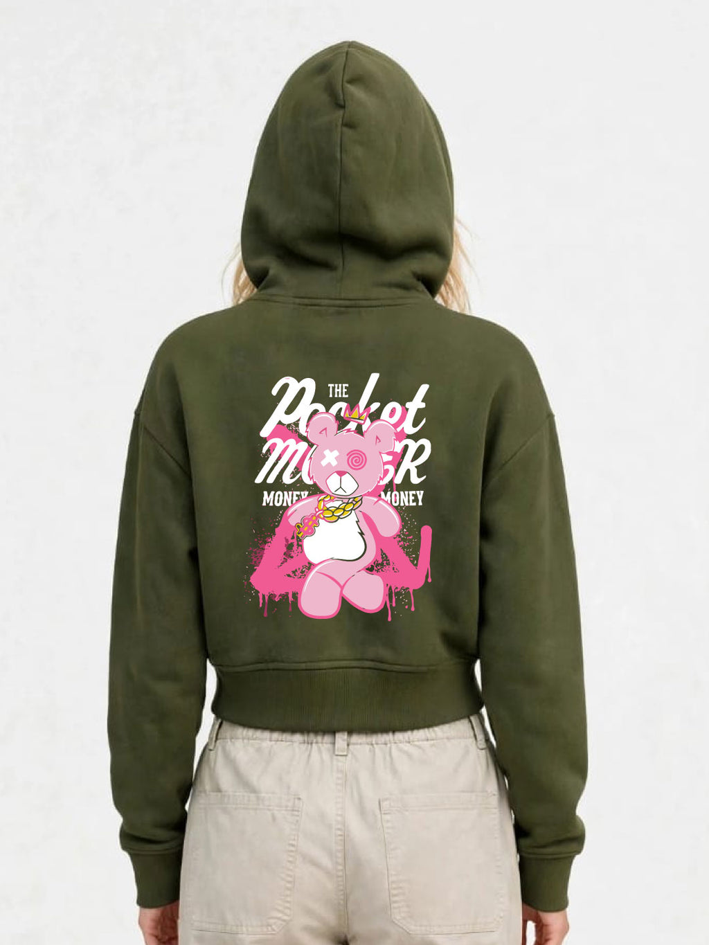 Owl Mink Women's Printed Cropped Hoodie with Graphic Print, Full Sleeves, Attached Hood, Casual Sweatshirt