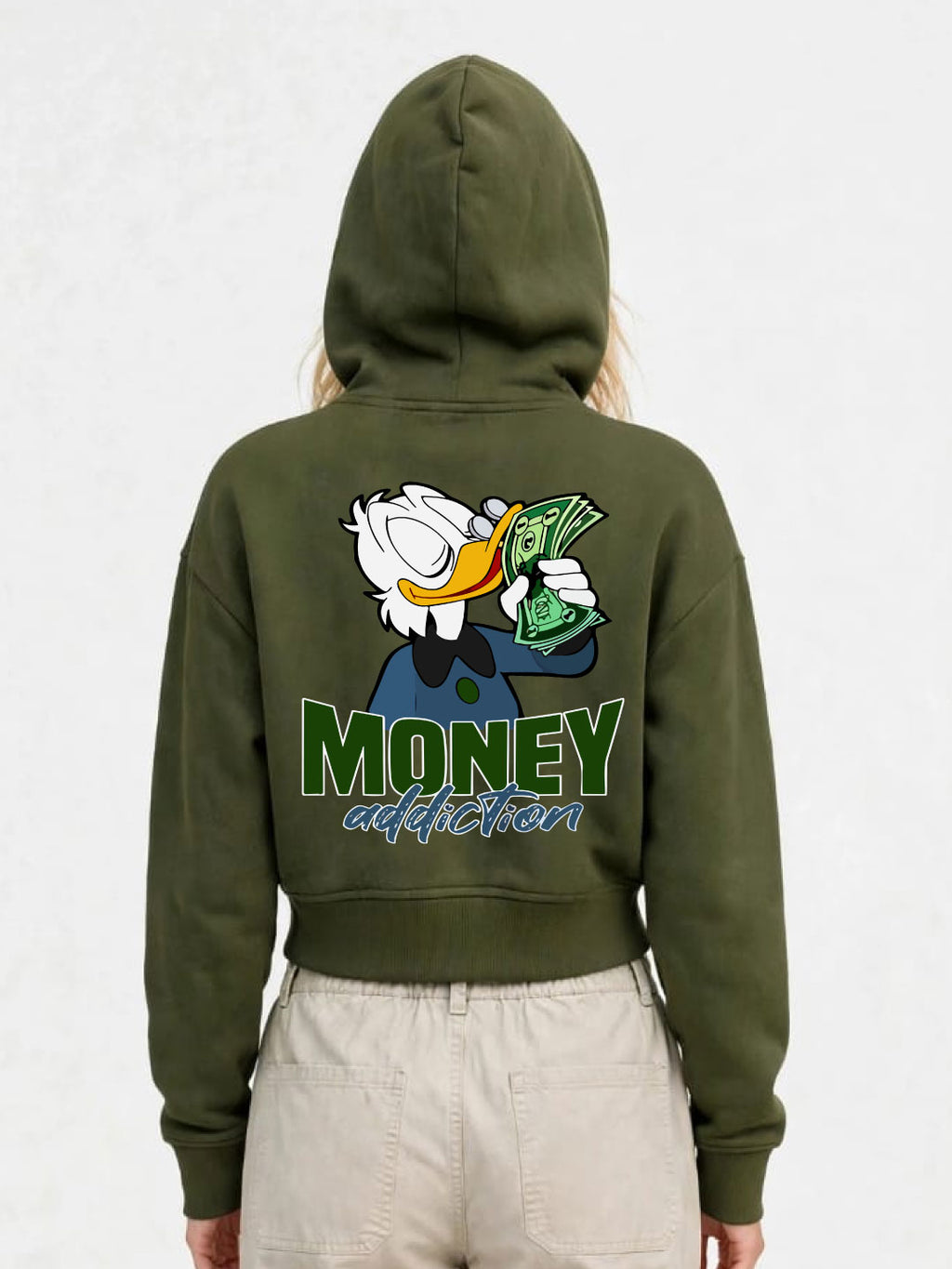 Owl Mink Women's Printed Cropped Hoodie with Graphic Print, Full Sleeves, Attached Hood, Casual Sweatshirt