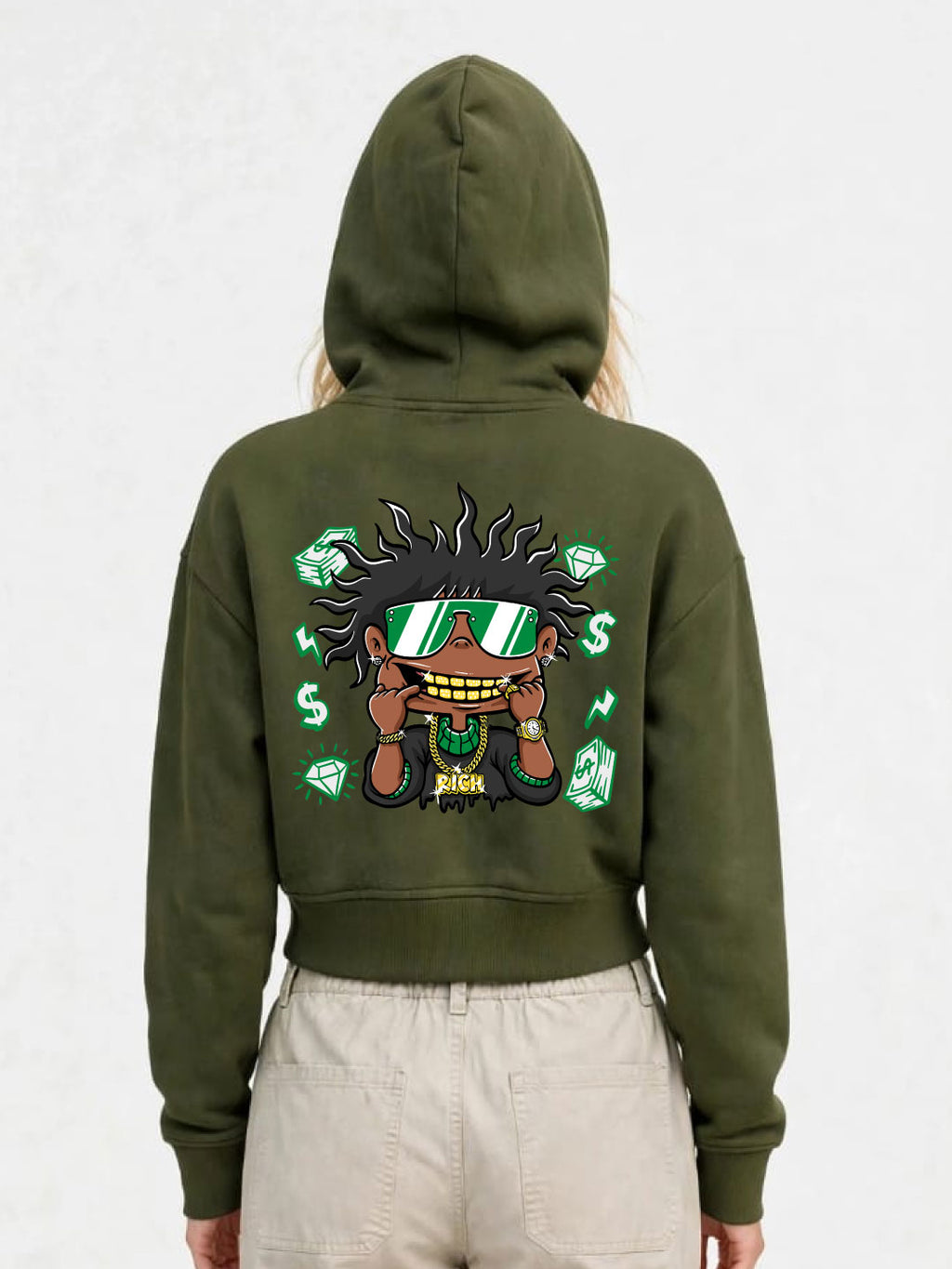 Owl Mink Women's Printed Cropped Hoodie with Graphic Print, Full Sleeves, Attached Hood, Casual Sweatshirt