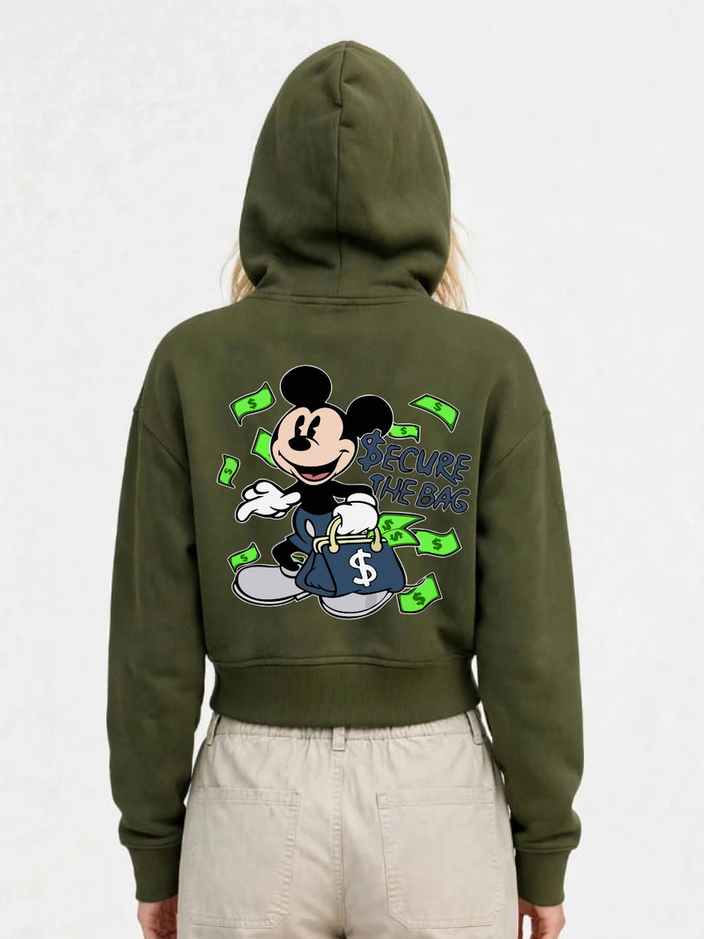 Owl Mink Women's Printed Cropped Hoodie with Graphic Print, Full Sleeves, Attached Hood, Casual Sweatshirt