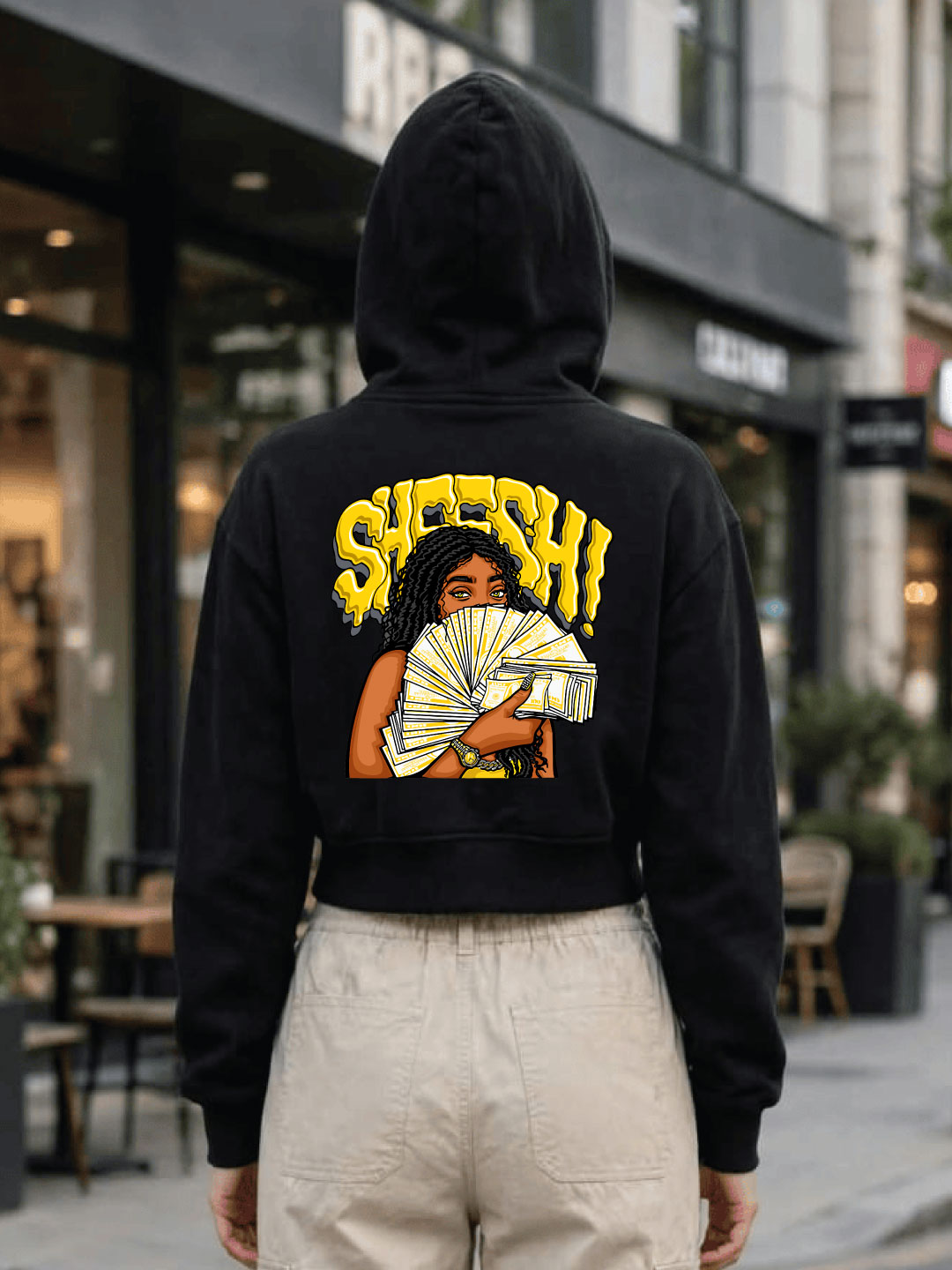 Owl Mink Women's Printed Cropped Hoodie with Graphic Print, Full Sleeves, Attached Hood, Casual Sweatshirt