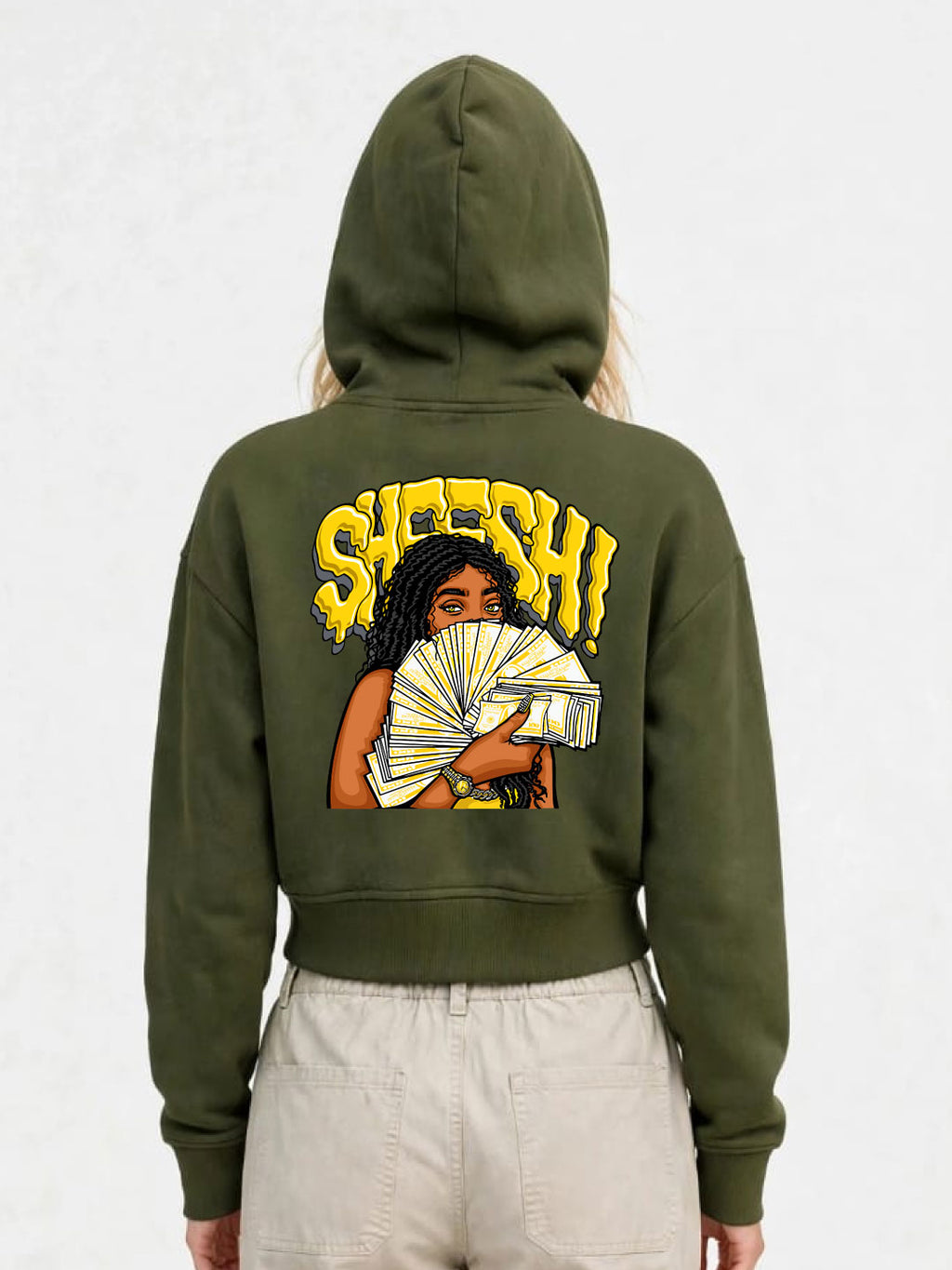 Owl Mink Women's Printed Cropped Hoodie with Graphic Print, Full Sleeves, Attached Hood, Casual Sweatshirt