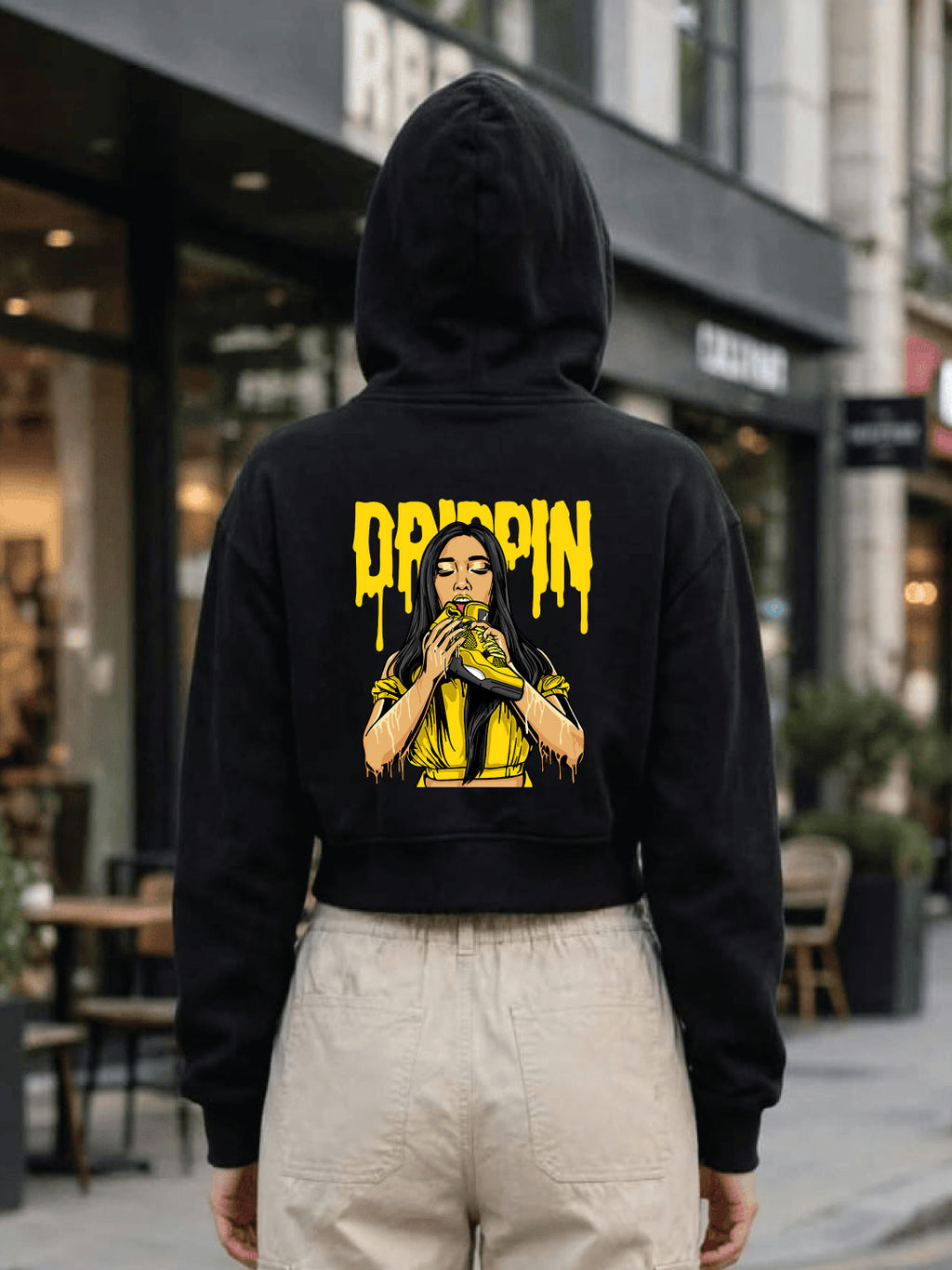 Owl Mink Women's Printed Cropped Hoodie with Graphic Print, Full Sleeves, Attached Hood, Casual Sweatshirt