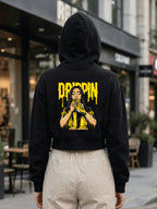 Owl Mink Women's Printed Cropped Hoodie with Graphic Print, Full Sleeves, Attached Hood, Casual Sweatshirt