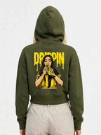 Owl Mink Women's Printed Cropped Hoodie with Graphic Print, Full Sleeves, Attached Hood, Casual Sweatshirt
