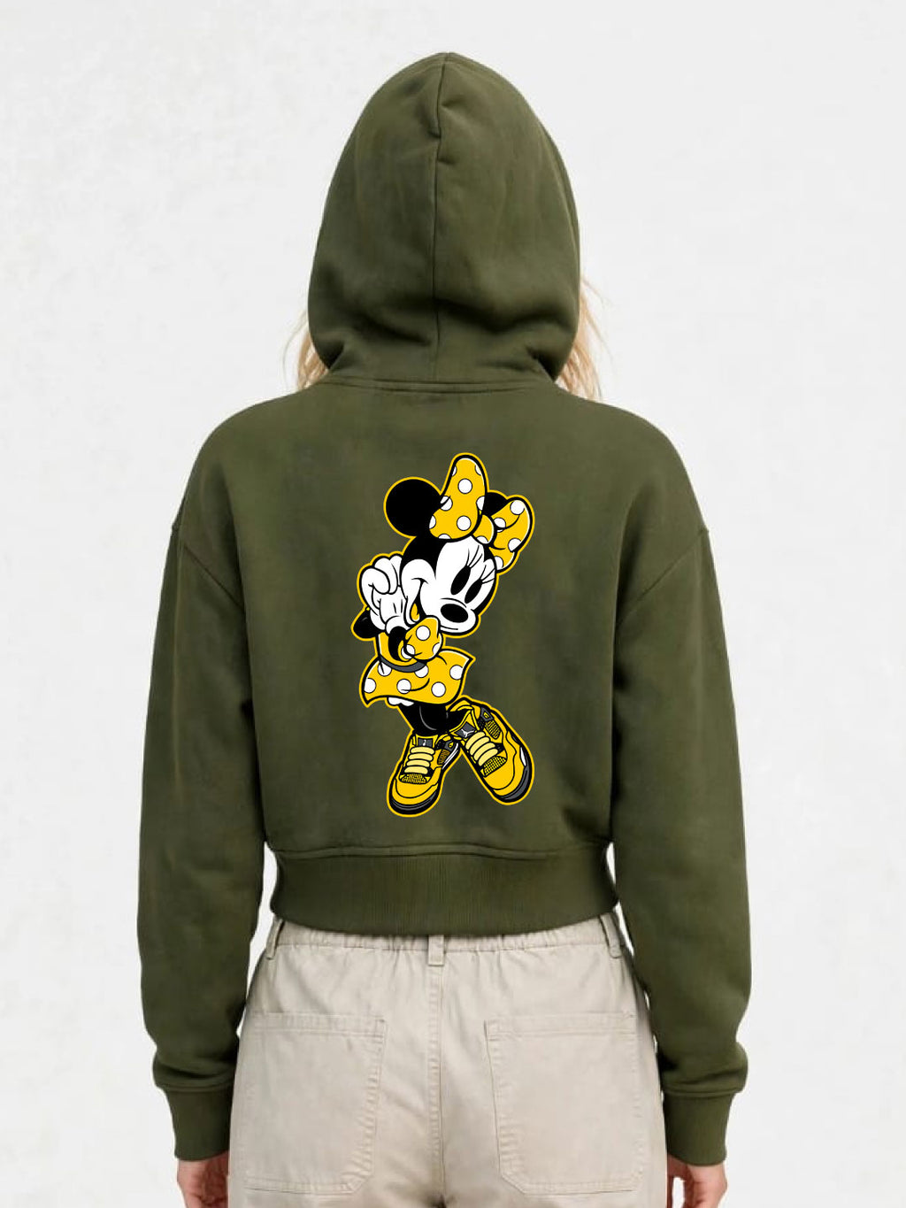 Owl Mink Women's Printed Cropped Hoodie with Graphic Print, Full Sleeves, Attached Hood, Casual Sweatshirt