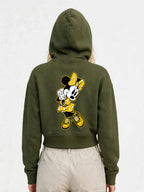 Owl Mink Women's Printed Cropped Hoodie with Graphic Print, Full Sleeves, Attached Hood, Casual Sweatshirt